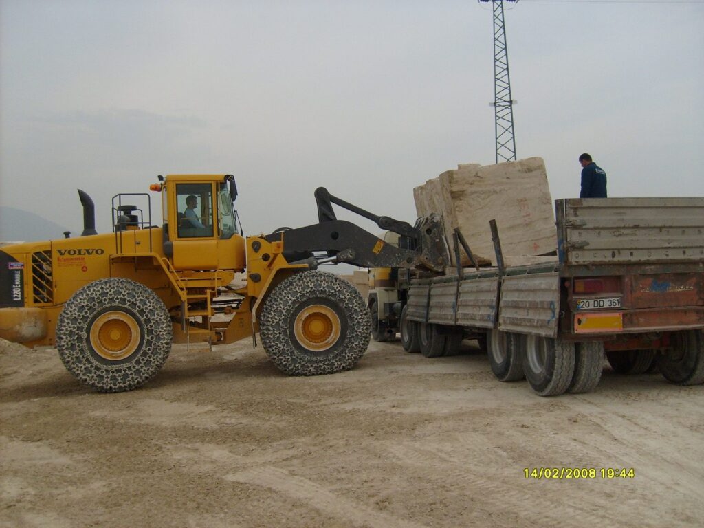 Loading marble blocks for transport