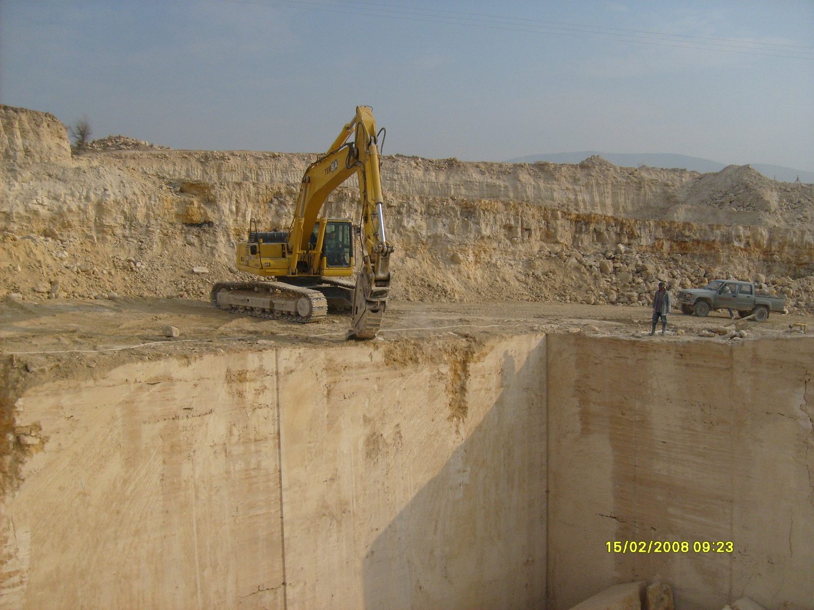 Open pit marble quarry worked in benches in Turkey