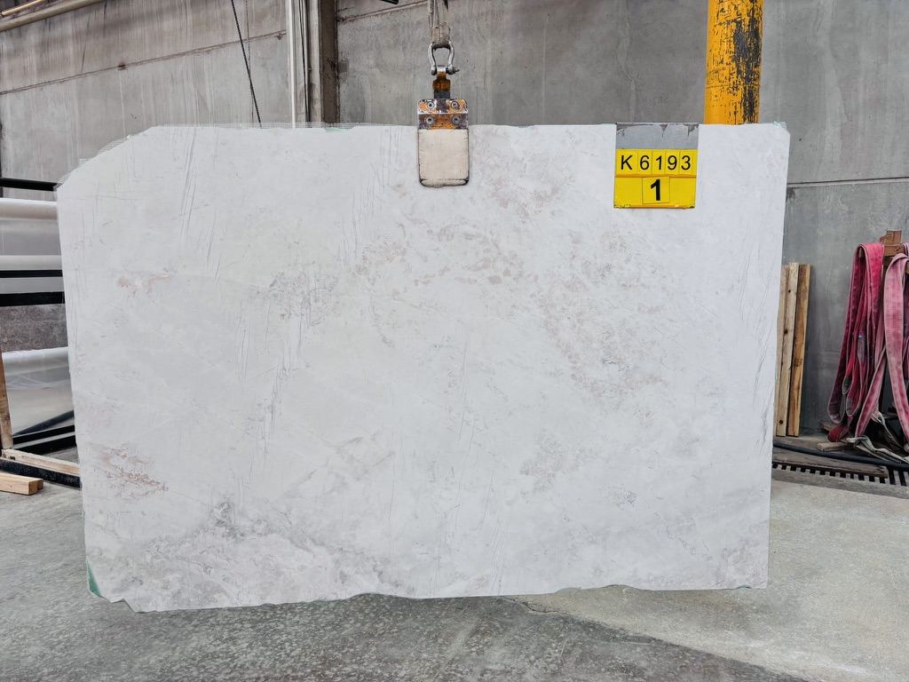 Bianco Blush Dolomite honed marble slab, 178 x 256 cm