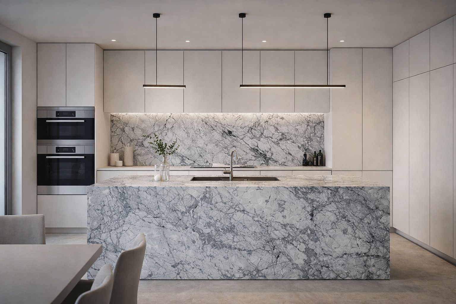 Marble kitchen island countertop