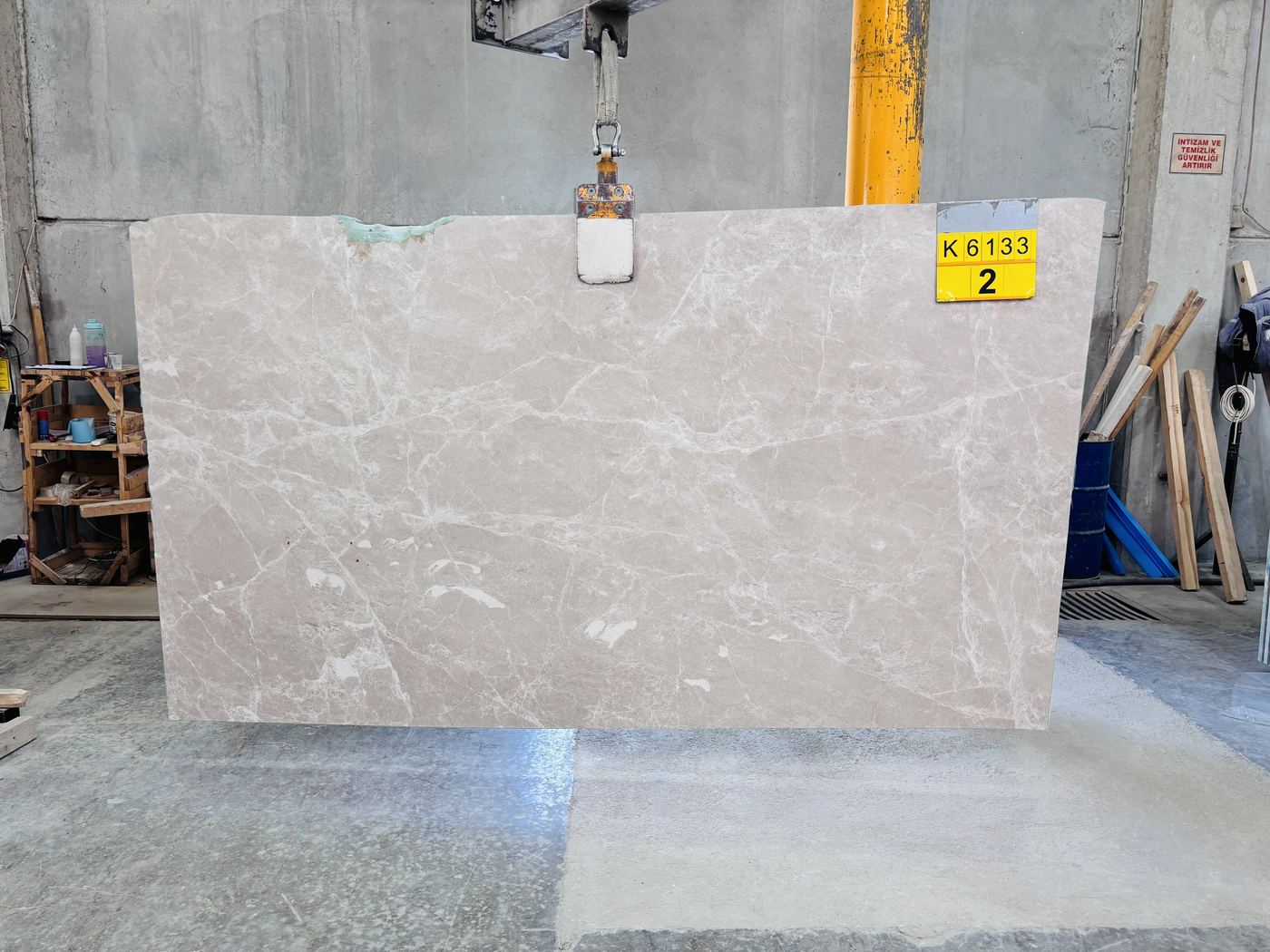 Satin Beige honed marble slab, 167 x 300 cm