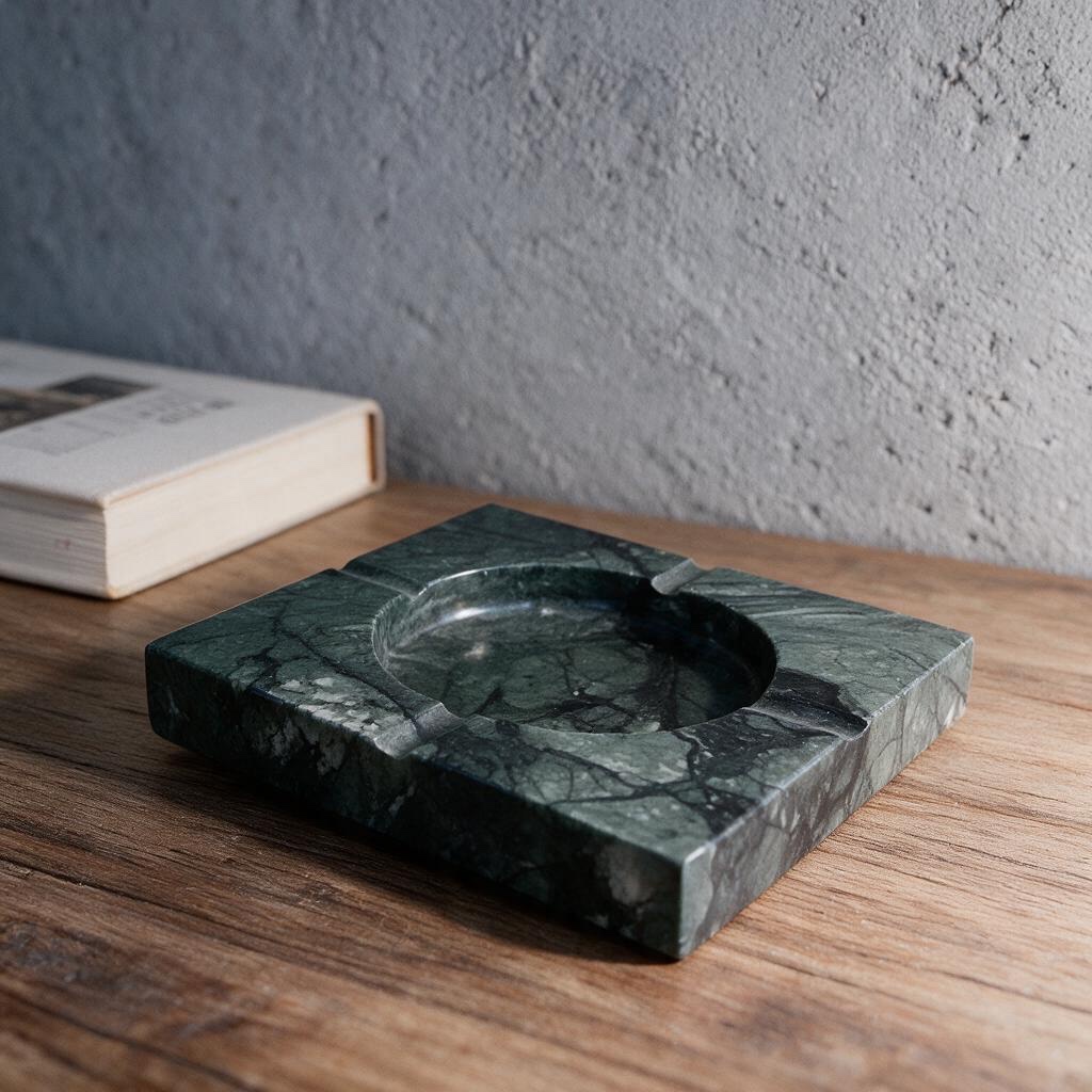 Verde Guatemala marble square ash tray