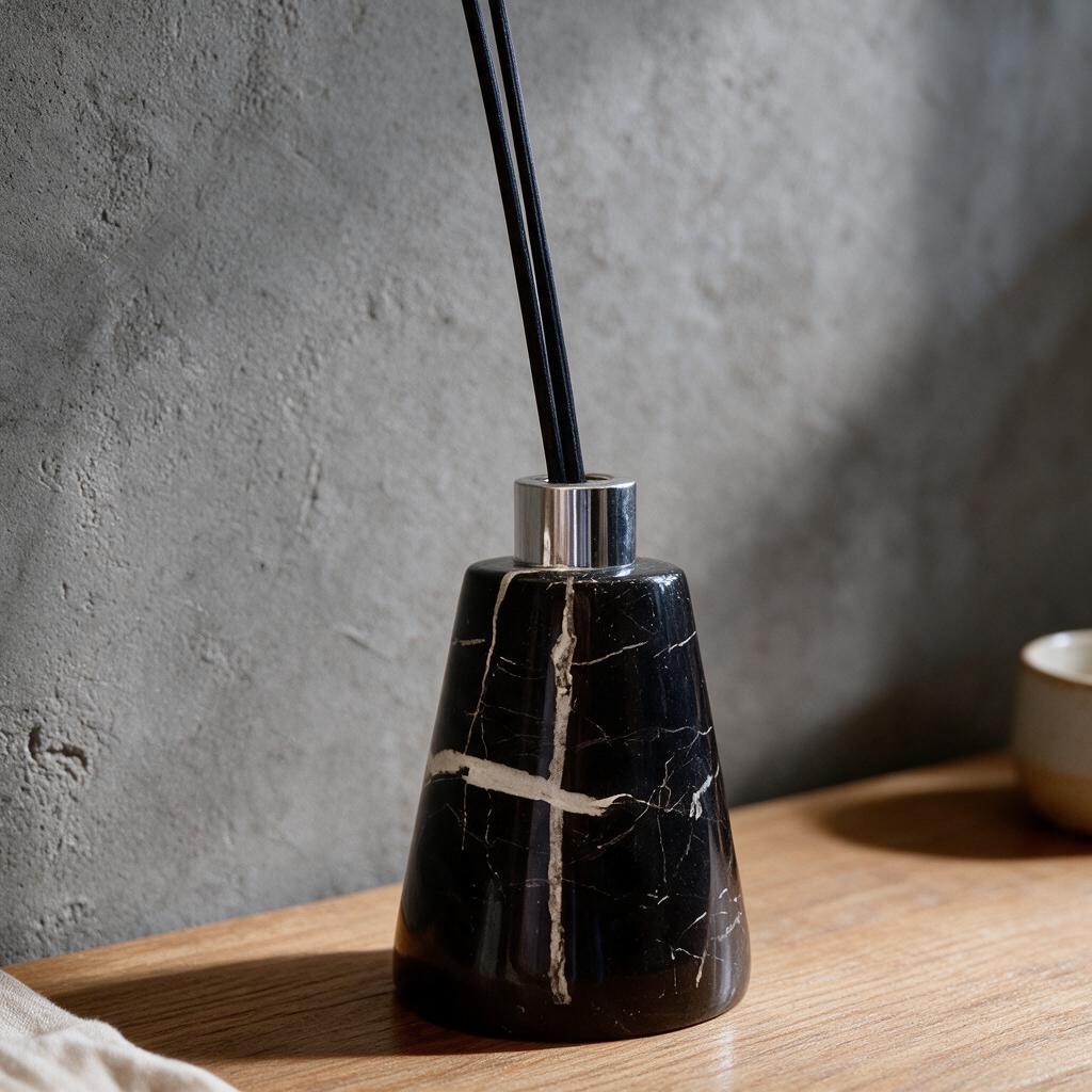 Alexander Black marble room fragrance diffuser with light veining