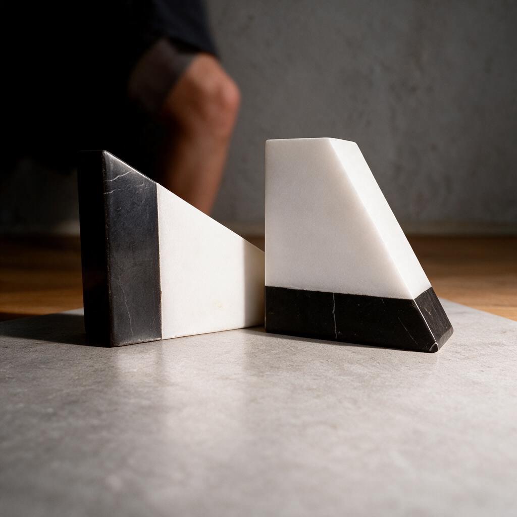 Alexander Black and Afyon White marble decorative blocks