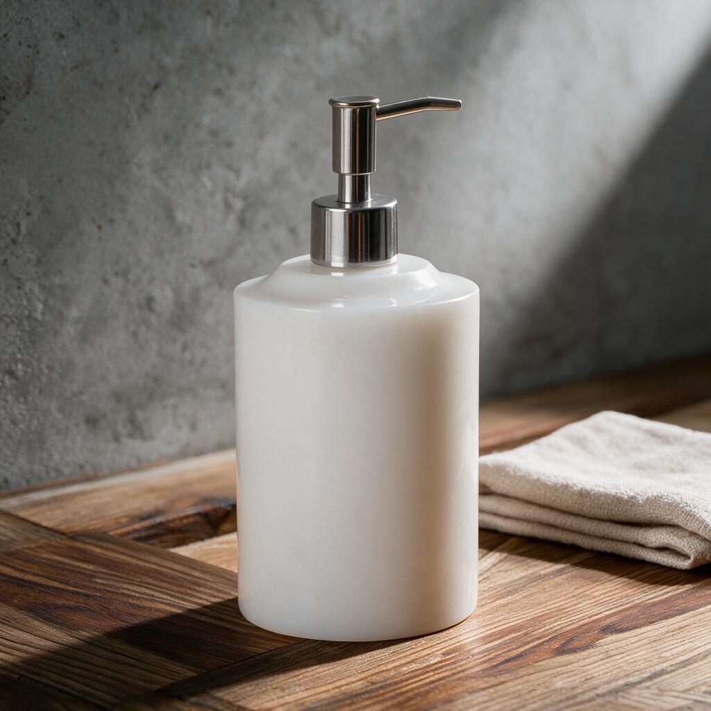 Afyon White marble soap dispenser for bathroom