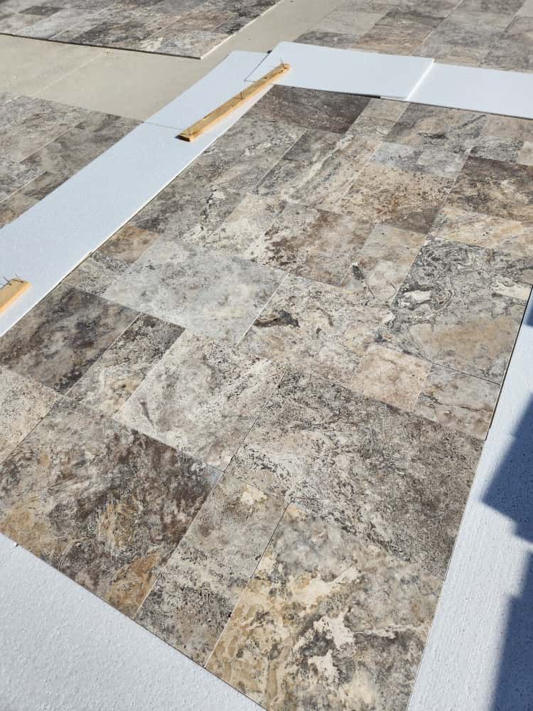 Silver travertine cross cut French pattern set