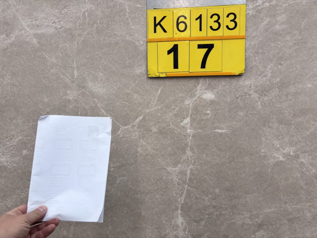 Natural stone slab close-up checked for colour and selection